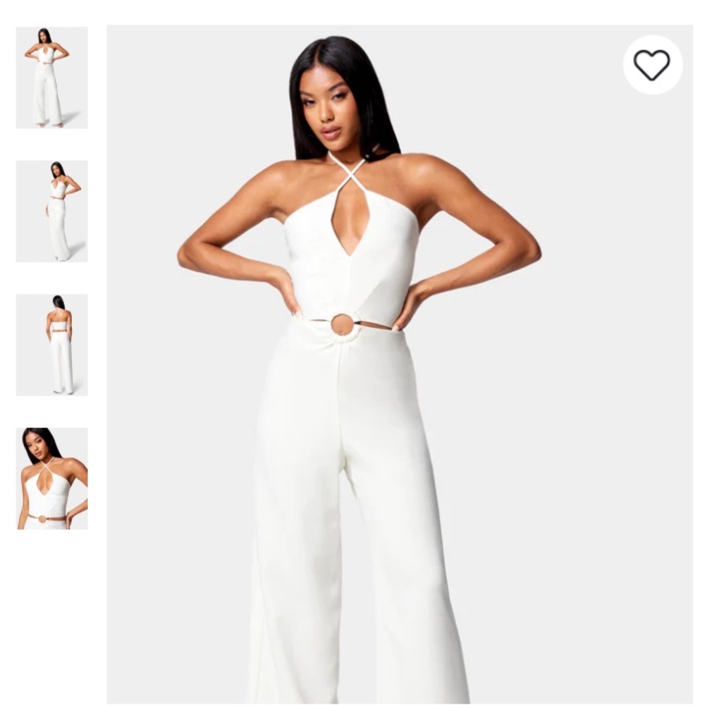 Bebe HALTER RING DETAIL CUT OUT WIDE LEG JUMPSUIT. NWT